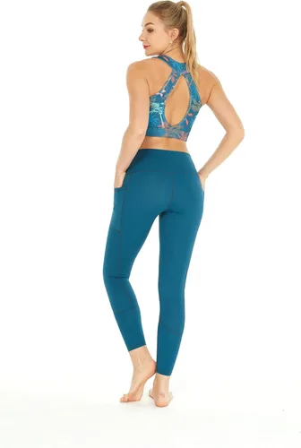 Vista 6 de Conjunto deportivo deportivo para mujer con estampado de brasier y leggings sólidos