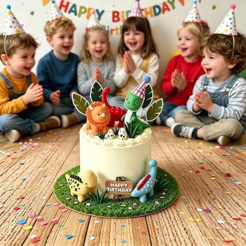 Vista 5 de Decoración para tartas de dinosaurio de arcilla, decoraciones de cumpleaños