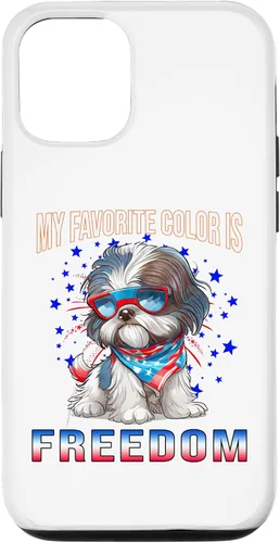 Vista 11 de Funda patriótica para iPhone 12 mini Shih_Tzu Dog American Flag del 4 de julio