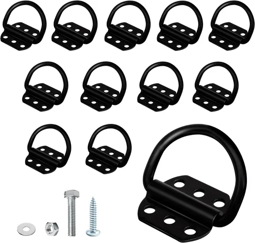 Vista 7 de 6 piezas de anclajes de amarre resistentes para remolque con anillo en D para remolque de plataforma y camión, anillo en D de 1/4
