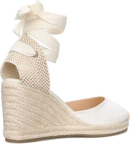 Vista 4 de Womens Platform Wedges Espadrilles, 3" Wedge, Soft Ankle-Tie Strap, Closed Toe, Classic Summer Sandals