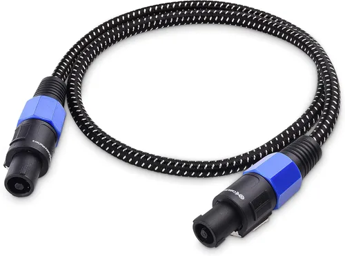 Vista 2 de Cable Matters Cable de altavoz trenzado prémium de 12 AWG de 3 pies compatible con puerto Speakon NL4FC
