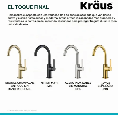 Vista 7 de Kraus KPF-2822BB Oletto Grifo de barra de cocina de una manija, 12 pulgadas, latón cepillado