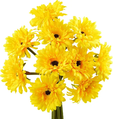 Vista 10 de FiveSeasonStuff Real Touch Gerbera Daisy - Arreglo de flores artificiales y ramo de boda (7 tallos florales, rojo baya)