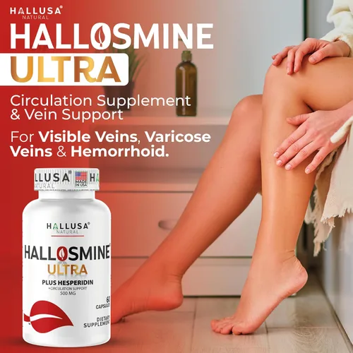 Vista 9 de Hallusa Natural Hallosmine Ultra Diosmin 500mg y Hesperidina 150mg – Piernas pesadas, hinchazón y vena – Suplementos para la circulación sanguínea