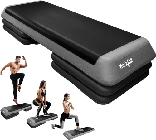 Vista 3 de Yes4All Plataforma ajustable de ejercicios aeróbicos para entrenamiento de tamaño para club de salud con 4 elevadores ajustables incluidos y A.