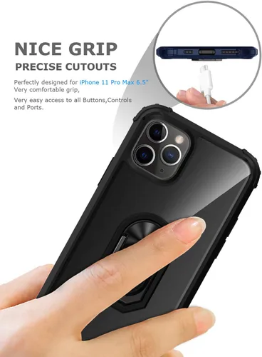 Vista 6 de Funda con función atril para iPhone 11 Pro Max de 6.5 pulgadas (2019), funda transparente de protección contra caídas, carcasa delgada