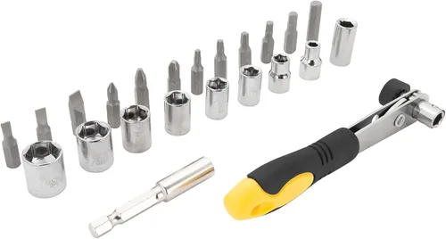 Vista 2 de Performance Tool 20156 Juego de brocas de trinquete de 23 piezas y zócalo con caja de almacenamiento de visión clara Compact stubby hand tools for