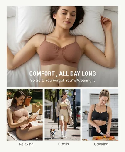 Vista 4 de FeelinGirl Bralettes para mujer con soporte, sujetadores cómodos sin aros, sin costuras, para uso diario