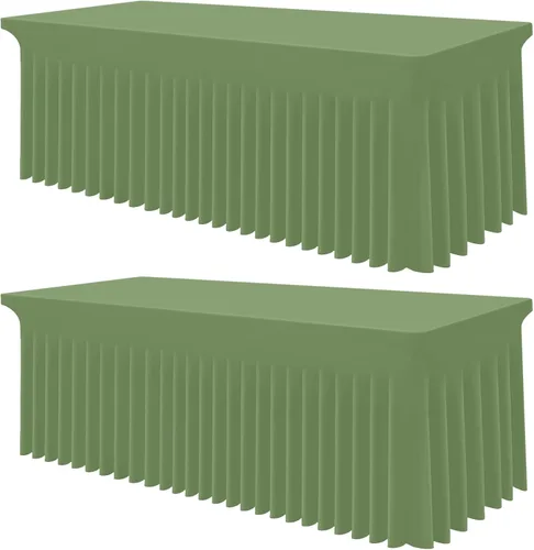 Vista 57 de Smiry Mantel de Spandex, Mantel Elástico Ajustable Extensible para Mesas Rectangulares de 6 Pies, Falda Cubierta de Mesa Impermeable y Lavable