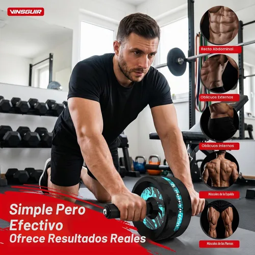 Vista 3 de Ab Roller Wheel for Home Gym, Abs & Core Strength Workout with Knee Pad Set Lago azul y negro