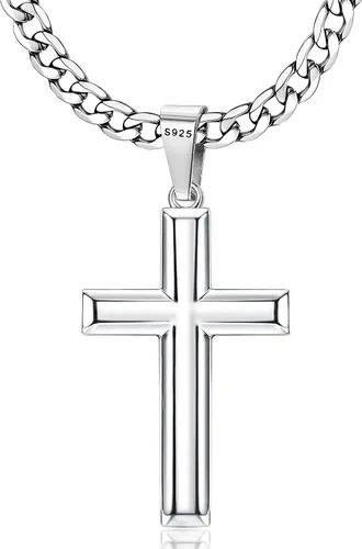 Vista 10 de MILACOLATO 925 Sterling Silver Cross Necklace for Men Women 16-30 Inches