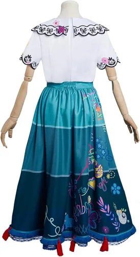 Vista 2 de Vestido de disfraz de Mirabel Madrigal para mujer, disfraz de Mirabel Madrigal para adultos, camisa y falda con aretes de lentes
