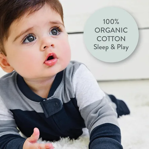 Vista 2 de HonestBaby Classics Sleep & Play Footed One-piece Pajama Sleeper 100% Organic Cotton