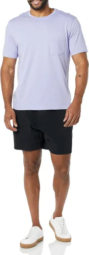 Vista 4 de Tienda Essentials Camiseta ajustada de manga corta con cuello redondo para hombre, paquete de 2