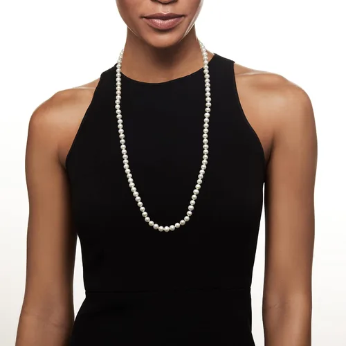 Vista 6 de Ross-Simons 7-8mm Cultured Pearl Necklace With 14kt Yellow Gold