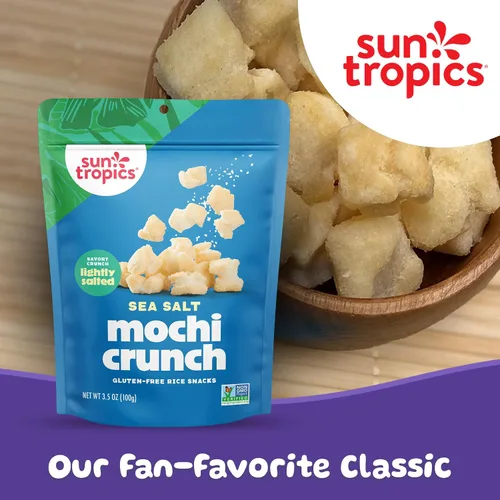 Vista 4 de Sun Tropics Mochi Snack Bites, sal marina, sin lácteos, sin gluten, 3.5 onzas (paquete de 12) Authentic Asian-Inspired Snack Gluten Free & Dairy