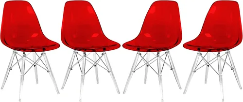 Vista 17 de LeisureMod Cresco - Silla de comedor moldeada moderna con base Eiffel cromada y patas de soporte acrílicas en forma de X, silla auxiliar ergonómica