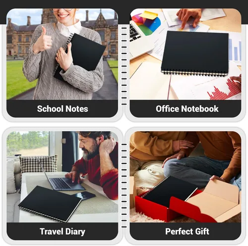 Vista 7 de EUSOAR Cuadernos para el trabajo, 1 paquete A4 de 8.3 x 11.2 pulgadas, tapa dura, rayado en espiral con renglones universitarios, 240 páginas