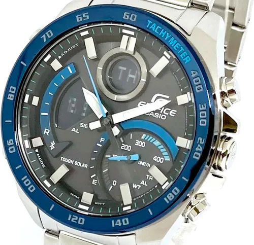 Vista 7 de CASIO EDIFICE ECB-900YDB-1BJF Cronógrafo de combinación digital a analógica modelo de bisel Bluetooth IPbanda de acero inoxidable azul