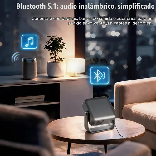 Vista 6 de [Aplicaciones con licencia oficial] Proyector con WiFi y Bluetooth 4K Gris