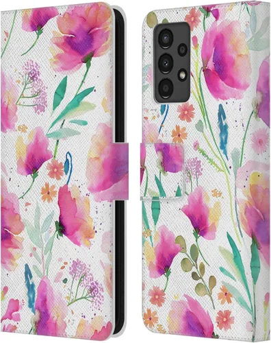 Vista 232 de Head Case Designs Officially Licensed Ninola Abstract Poppies Lilac Floral Leather Wallet Case Compatible with Samsung Galaxy A07 4G