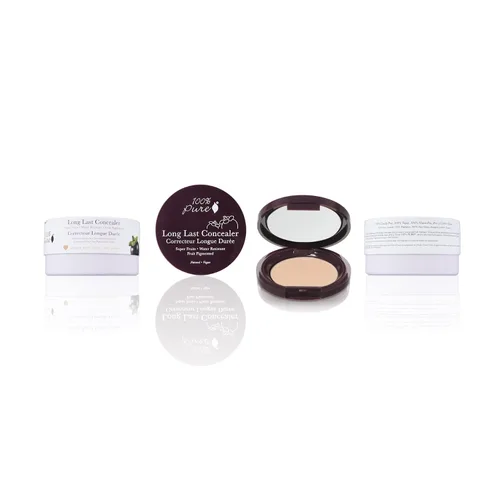 Vista 2 de 100% PURE Corrector compacto de larga duración pigmentado de frutas, rosa alpino, corrector de cobertura completa, disminuye las ojeras
