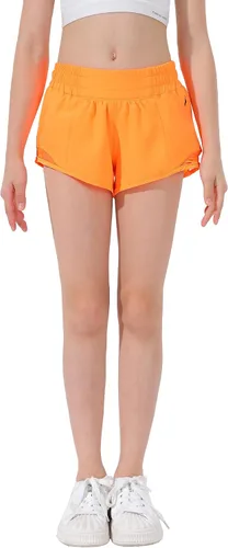 Vista 5 de Aurefin Pantalones cortos deportivos para niñas, pantalones cortos ligeros para correr para adolescentes, niñas, pantalones cortos deportivos