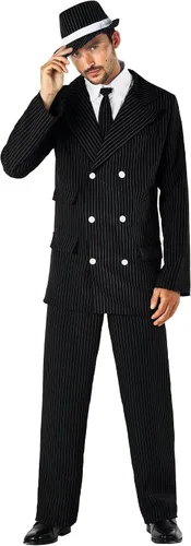 Vista 3 de fun shack Disfraz de gángster para hombre, disfraz de gángster de los años 20, disfraces de los años 20, disfraz de gángster para hombres adultos