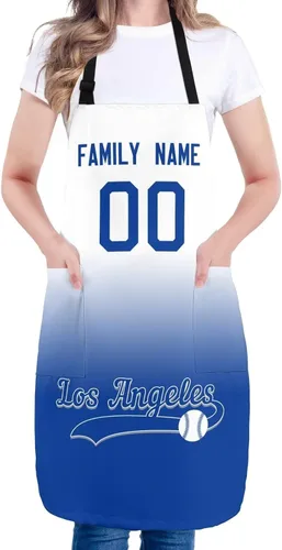 Vista 8 de Delantal personalizado con nombres y números personalizados, regalo para mamá y esposa, fanáticos, mujeres, cocina de cocina