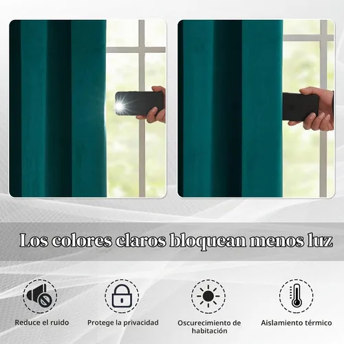 Vista 2 de MASWOND Cortinas opacas extralargas, verde pavo real, 52W144L, juego de 1