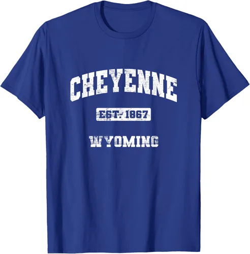 Vista 19 de Cheyenne Wyoming WY vintage state Camiseta de estilo atlético, Negro