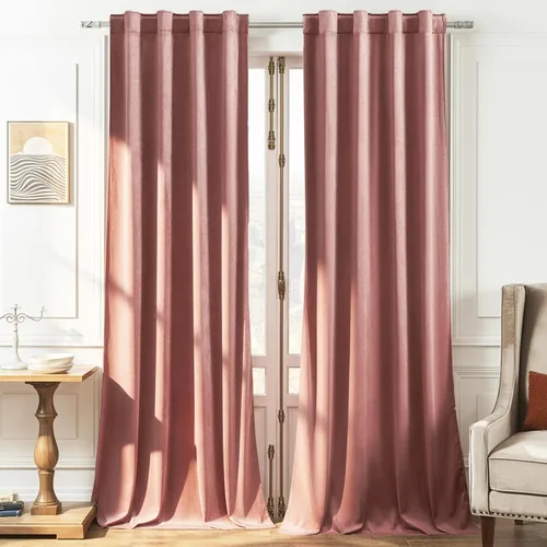 Vista 37 de Timeper Cortinas opacas de terciopelo negro de 42 pulgadas de ancho x 84 pulgadas de largo, cortinas opacas para dormitorio, sala de estar, cortinas