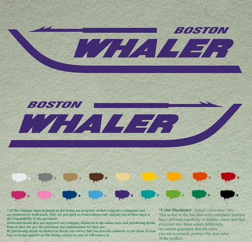 Vista 9 de Par de calcomanías Boston Whaler para barcos, calcomanías de vinilo, motor de barco, lote de 2, Negro 070