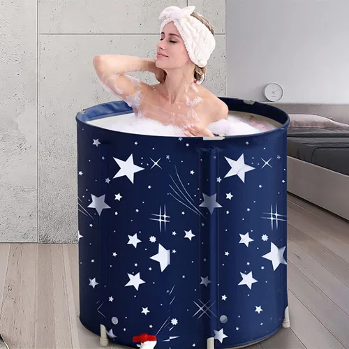 Vista 9 de BDL Bañera Plegable Portátil para Remojo, Bañera de SPA Familiar Separada para Adultos, Bañera Independiente para Cabina de Ducha, Engrosamiento