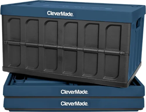 Vista 11 de CleverMade Contenedores de almacenamiento plegables con tapas, 46L paquete Obsidiana