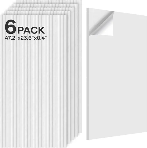 Vista 7 de Paquete de 4 paneles de pared acústicos de doble capa grandes autoadhesivos, 47.2 x 23.6 x 0.71 pulgadas, panel de pared insonorizado, barrera