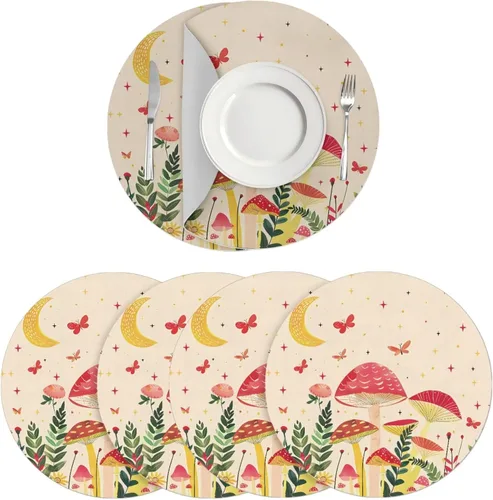 Vista 30 de Manteles individuales de cuero de girasol, lavables, redondos, impermeables y de fácil mantenimiento, decoración de cocina, accesorios de mesa
