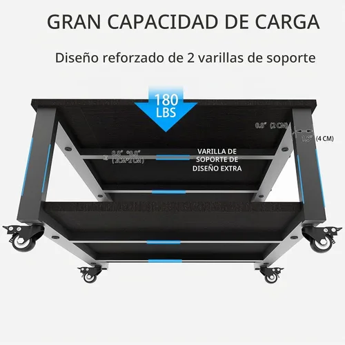 Vista 3 de Natwind 2 Tier Laser Printer Stand, 24''x24'' Large Printer Table, Black Negro
