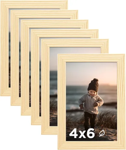 Vista 11 de KINLINK Juego de 6 portarretratos de 4 x 6 pulgadas, color negro, marcos de fotos de madera con plexiglás para 4 x 6 pulgadas sin paspartú para mesa