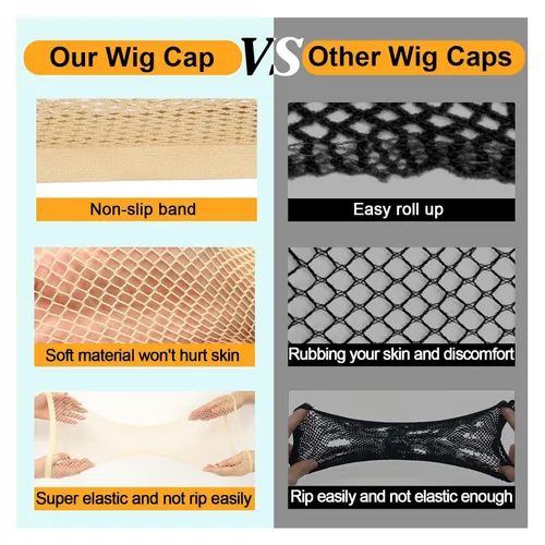 Vista 6 de BEEOS Gorra de malla extra grande para cabello largo con extremos abiertos, 3 piezas de alta elasticidad de red de pelo desnudo para mujer