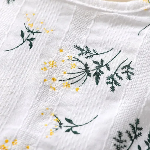Vista 7 de Vestido bohemio de lino para niña pequeña, vestido casual sin mangas con volantes y estampado floral liso para verano y playa