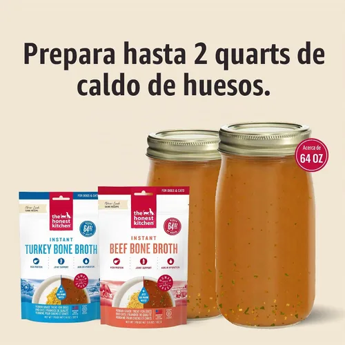 Vista 5 de The Honest Kitchen Caldo Instantáneo de Hueso de Carne con Cúrcuma para Perros, Refuerzo Diario, 102 Gramos