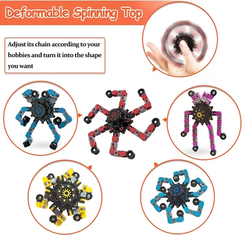Vista 6 de 18 piezas de juguetes fidget spinners al azar, juguetes de dedo de robot deformables de bricolaje, spinner de descompresión, juguetes de giroscopio