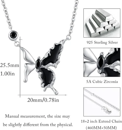 Vista 4 de CUOKA MIRACLE Butterfly Jewelry, 925 Sterling Silver Butterfly Necklace Dainty Moonstone Butterflies Pendant Mothers Day Gift for Women Mom Graduate