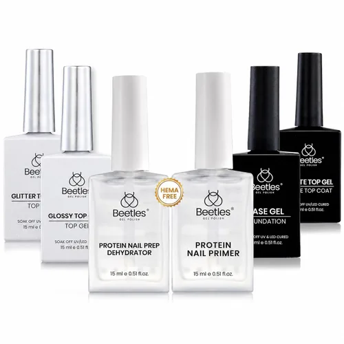Vista 22 de Beetles Gel Polish Capa superior de gel que no se limpia de larga duración A-transparente-1