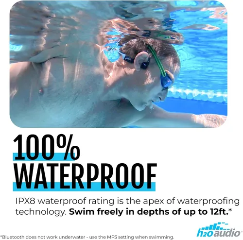 Vista 2 de H2O Audio TRI 2 Multisport - Auriculares impermeables de conducción ósea de oído abierto, Bluetooth 5.3 para correr y ciclismo, modo MP3
