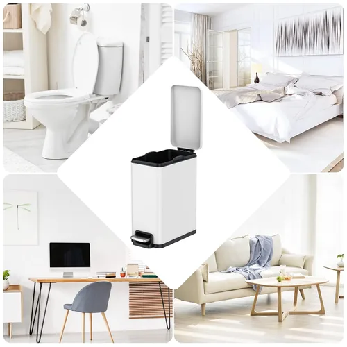 Vista 7 de BETHEBEST Bote de basura pequeño con tapa de cierre suave, bote de basura compacto de 2.6 galones con cubo extraíble para baño, oficina, dormitorio