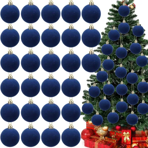 Vista 13 de Menkxi 15 piezas de bolas de Navidad de terciopelo 1.97 pulgadas, adornos colgantes de Navidad con vellón, bolas de terciopelo hechas a mano