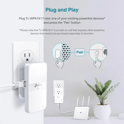 Vista 3 de TP-Link Extensor WiFi Powerline TL-WPA7617 - Extensor de Red Powerline de Banda Dual AC1200, Puerto Gigabit, Pase-A-Través, OneMesh, Ethernet Sobre